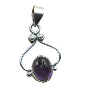 Pendentif en améthyste naturelle cabochon, argent sterling 925, fait main, ovale, améthyste violette, bijou pour femme, cadeau pour elle - Product Image 1