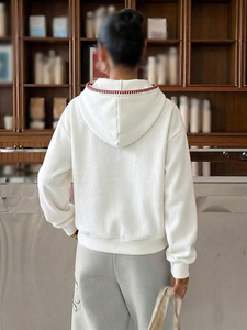 Manufacturer Women's Minimal Heart Graphic Hoodies Cotton Fleece Oversized Pullover Blanket Stitch Custom Logo Global Supply - Product Image 3