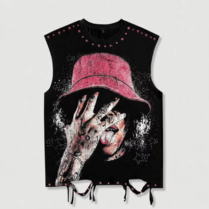 Custom Graphic Printed Tank <b>Top</b> Vintage <b>Distressed</b> Style Sleeveless T Shirt New Trendy Streetwear Design Unisex OEM Wholesale - Product Image 6