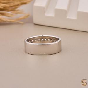 10K Gold Prong Set Moissanite Diamond Wide <b>Plain</b> Band | 0.46 CT 2mm Stackable Wedding <b>Ring</b> - Product Image 3