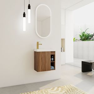 Mobile bagno sospeso da 20 pollici con lavabo in resina bianca e anta dell'armadietto con chiusura ammortizzata - Product Image 3