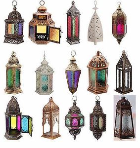 Faroles de Hierro con Paneles de Vidrio de Colores para Decoración del Hogar - Product Image 1