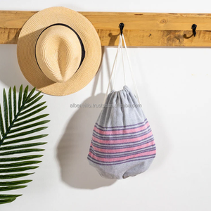 Serviettes de plage fabriquées en Inde avec sac Beau sac fourre-tout de plage en toile de coton avec poignée en corde de coton - Product Image 5