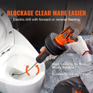 Sonda Elettrica Senza Fili da 25FT per Scarichi, 12V, con Alimentazione Automatica, per Tubi da 3/4 a 2 Pollici, Rimuovi Ostruzioni, con Funzione Trapano - Caratteristiche Principali - Product Image 4