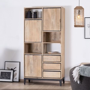 Vandana Royal Comfort designer <b>bookcase</b> in mango wood with <b>black</b> trim - Product Image 3