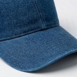 Casquette de baseball en jean bleu, 6 panneaux, ajustée, unisexe, décontractée, couleur unie, en coton, pour toutes les saisons - Product Image 4