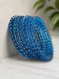 Bracelet jonc tendance en verre bleu goutte de pluie avec design en strass de cristal, bijou de mode pour femme, cadeau - Product Image 1