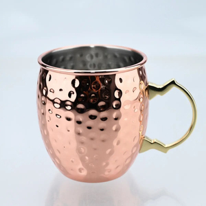 Vente en gros de mugs à cocktail, bière, vin, Moscow Mule en cuivre pur, design martelé, écologiques, pour la maison, le bar, le restaurant, les fêtes - Product Image 1