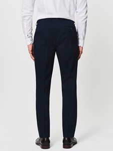 Costume d'affaires pour homme en laine et polyester bleu marine, simple boutonnage, col à revers, infroissable, coupe classique, style britannique - Product Image 3