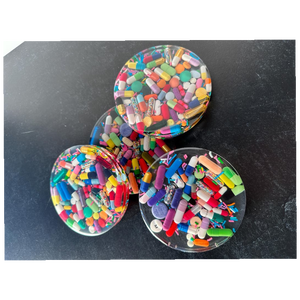 Handmade Clear Epoxy Resin Pill <b>Coaster</b> with Colorful Capsule Sprinkles – Novelty <b>Drink</b> <b>Coaster</b> <b>for</b> Home Decor Gift - Product Image 1