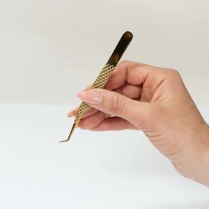 Nuevas pinzas profesionales para extensión de pestañas, logotipo personalizado de acero inoxidable, Color injertado, dorado, paquete ecológico duradero - Product Image 6