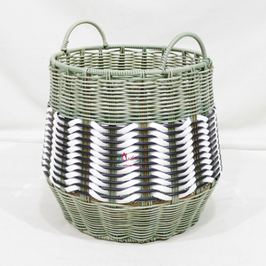 Juego de 3 Cestas Redondas de Mimbre para Almacenamiento, Estilo Bohemio Hecho a Mano, Ecológicas, con Asas, para Organización de la Sala de Estar - Product Image 4