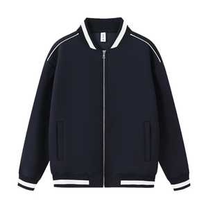 Blouson bomber décontracté unisexe violet personnalisé avec fermeture éclair intégrale et bordure côtelée rayée - Product Image 6