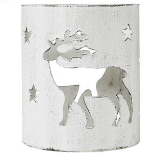 <b>Winter</b> Walk Distressed White Metal <b>Candle</b> Holder Christmas Reindeer Metal <b>Candle</b> Votive Holder New Design <b>Candle</b> votive - Product Image 1