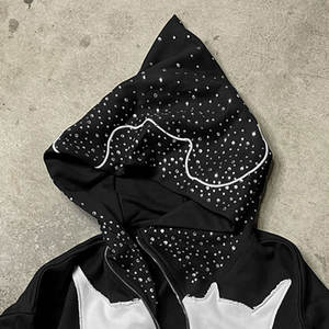 Meilleures ventes – Nouveauté Hiver 2026 – Sweats à capuche épais en polaire pour hommes avec fermeture éclair, motif imprimé et patchs en strass - Product Image 6