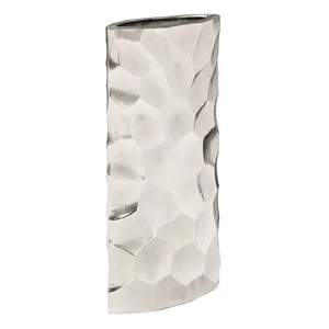 Handmade Metal Tabletop <b>Vase</b> Coastal Design Textured Surface Silver Finish Eco-Friendly Decorative Home Accent Piece Anniversary - Product Image 2