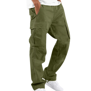 กางเกงคาร์โก้ลำลองแฟชั่นผู้ชาย ผ้าฝ้ายพรีเมียม หลายกระเป๋า แห้งเร็ว สกรีนโลโก้ได้ - Product Image 1