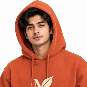Sudadera con Capucha para Hombre, Naranja, 100% Algodón, Felpa, Ecológica, Transpirable, de Secado Rápido, Diseño Casual con Bolsillos, Ropa de Invierno, Bordada - Product Image 4