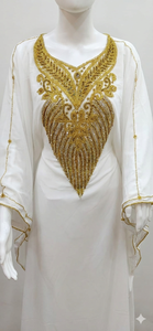 Robe Kaftan Traditionnelle Musulmane Marocaine Élégante Perlée Faite à la Main Maxi à Manches Longues Design Personnalisé Antistatique pour Soirée et Quotidien - Product Image 2