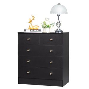 Modern Simple Black 5 Drawer Dresser - Product Image 3
