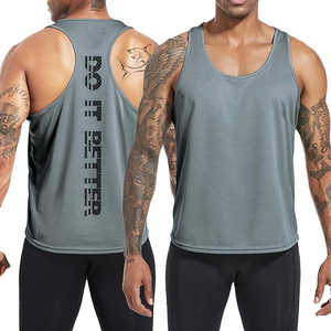 Débardeurs pour hommes à séchage rapide en Spandex/Coton tricoté, col en V, style streetwear, personnalisables pour la gym et l'entraînement - Product Image 4