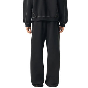 กางเกงขายาวผู้ชายผ้าฟลีซ 350GSM ทรงขากว้าง ดีไซน์ตะเข็บ 3 เข็ม 5 เส้น แบบ Cover Stitch  พร้อมปักโลโก้ตามสั่ง  กางเกงลำลองรูดเชือกผูกเอว สีตัดกัน - Product Image 4