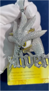 Pendentif personnalisé Sonic the Hedgehog en moissanite, argent 925, or 14 carats, certifié GRA, style hip-hop glacé - Product Image 4