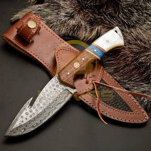 Cuchillo de Caza Personalizable DIY OEM de Acero de Damasco con Mango de Hueso - Cuchillos RB de 8 Pulgadas de Longitud Total, Garantía de 3 Años, Cuchillo Premium - Product Image 1