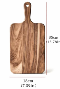Tabla de cortar rectangular de madera de teca para cocina, tabla de cortar de madera de acacia con asa para uso doméstico. - Product Image 4