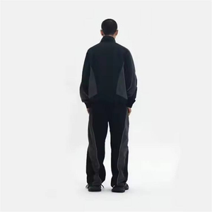 Ensemble coupe-vent décontracté deux pièces pour homme, personnalisé, grande taille, à séchage rapide, en nylon et polyester, style patchwork, vente en gros - Product Image 4