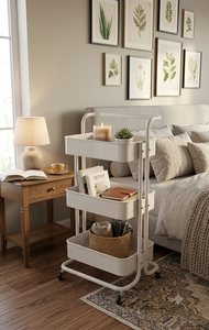 Carrito de Almacenamiento Metálico de 3 Niveles con Ruedas, Diseño Rectangular Minimalista para Baño u Oficina, Fácil de Limpiar, Tipo Vertical - Product Image 3