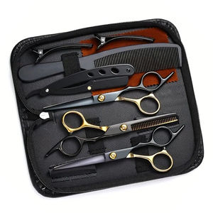 Juego de 9 Tijeras de Peluquería de 15.24 cm, Kit Profesional de Tijeras para Cabello para Salón, Barbería, Estilismo, Corte y Entresacado - Product Image 4