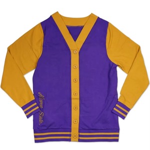 Cárdigans B2B Color Oro Púrpura 100% Puro, Cualquier Logotipo Bordado Personalizado, Botones de Moda, Suéteres Casuales para Hermandades Universitarias y Fraternidades - Product Image 1