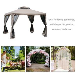Carpa Gazebo de 3x3 Metros Color Taupe con Paredes Laterales con Mosquitera y Techo Ventilado de 2 Niveles para Jardín, Césped, Patio o Terraza - Product Image 4