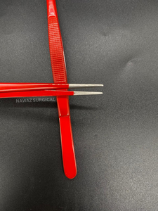 Pince de Placage Professionnelle pour Chef, Droite, Rouge, Pointe Fine Argentée, en Acier Inoxydable, Précision Alimentaire, Nawaz - Product Image 2