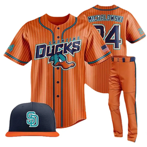 Ensemble uniforme de baseball MRI Made, maillot blanc avec impression de ville, casquette orange 24 Michalowski, polyester respirant, ensembles de vêtements de sport pour hommes - Product Image 2
