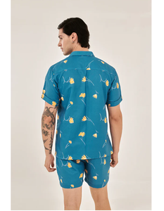 Trendy Denim Blue Printed Shorts Lightweight Casual Summer Fashion Streetwear Comfortable Fit <b>Elastic</b> Waist Wholesale Supply - Product Image 3