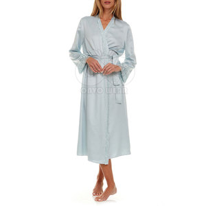 Peignoir en soie de luxe pour femme, robe de chambre en satin doux, vêtements de nuit personnalisés, tenue d'intérieur, vente en gros en usine - Product Image 3