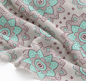 <b>Sage</b> & Olive Geometric Pure Muslin Eco-Friendly Anti-Bacteria 100% Viscose Organic <b>Sage</b> Green Mosaic Fabric - Product Image 4
