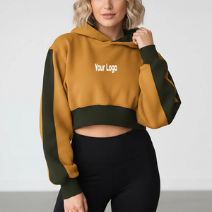Nuevas sudaderas con capucha de forro polar para mujer y niña, con cordón, estilo crop, de manga larga, tops, camisetas, sudaderas crop top para mujer - Product Image 1