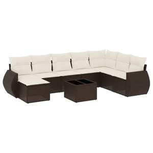 Conjunto de Sofás de Jardín en Color Marrón y Blanco Crema para Patio, Muebles de Exterior Elegantes - Product Image 2