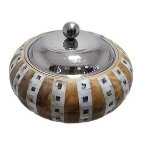 Casserole en acier inoxydable avec couvercle en dôme et support décoratif perlé pour la restauration hôtelière, les mariages et les buffets - Product Image 5