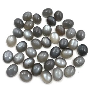 Cabochons de pierre de lune grise naturelle de haute qualité, 16 pièces, 10*14 MM, 102 CT, pierres précieuses ovales lâches, effet œil de chat, pour bijoux faits main - Product Image 2