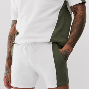 High Quality Men's Summer <b>Knit</b> cotton Short Sleeve Round Neck T-Shirt and Shorts <b>Set</b> Loose Fit Casual Two-Piece OEM Wholesale - Product Image 3