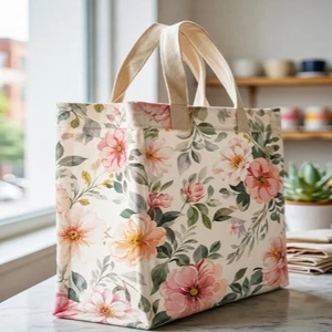Floral Laminated PP Woven Large Reusable Tear Resistant <b>Tote</b> Bag for Supermarket Retail Advertising and Gift Packaging - Product Image 4