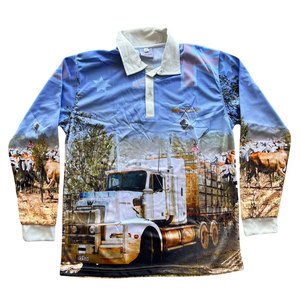 Chemise de pêche pour homme en coton et polyester, bleu marine, protection solaire UPF 50+, manches longues, col rond, performance - Product Image 1