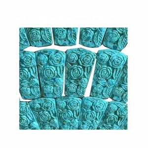 Cuentas de flor tallada a mano, <span class=keywords><strong>piedra</strong></span> natural <span class=keywords><strong>turquesa</strong></span> con flor tallada a mano - Product Image 5