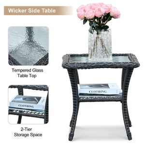 Set di Mobili da Esterno in 3 Pezzi Blu Ciano, Sedia a Dondolo in Vimini con Cuscini Impermeabili - Product Image 5