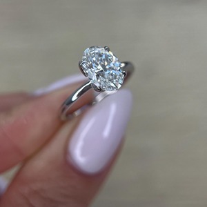 Unique 2 carat Oval Cut <b>Diamond</b> Solitaire Engagement <b>Ring</b> in Rose Gold for Women Classic Style - Product Image 6