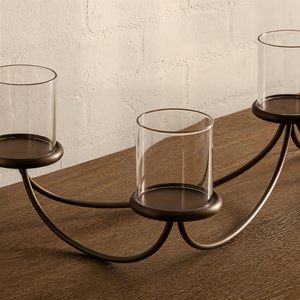 Support de bougie en métal à 3 bras avec abat-jour en verre, support de bougie décoratif pour la décoration de la maison, centre de table - Product Image 4
